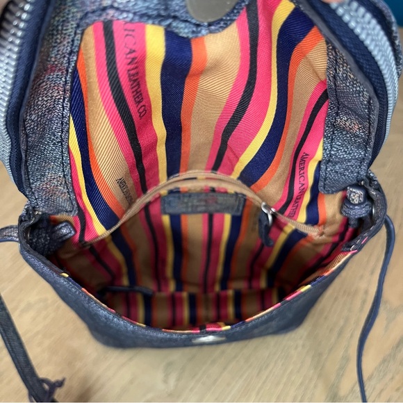 NWT American Leather Co. Hampton Large Zip Around Crossbody Indigo Multi Blue - Picture 4 of 10